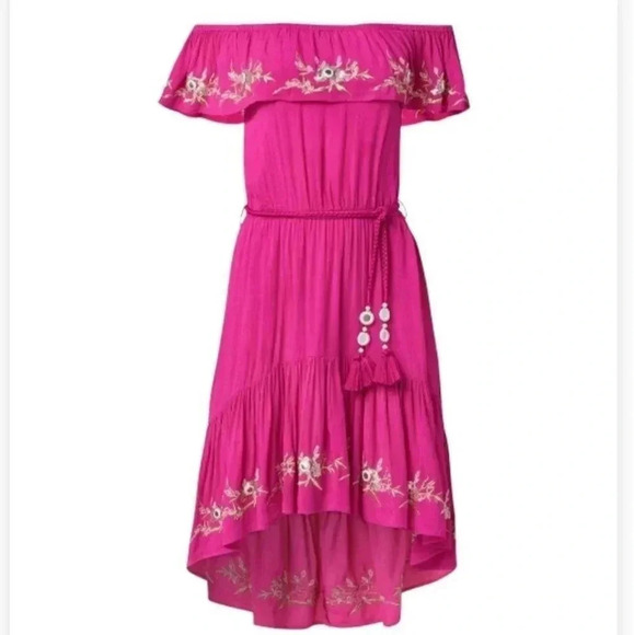 {Venus} Hot Pink Embroidered High-Low Dress Size 12 - Picture 3 of 10